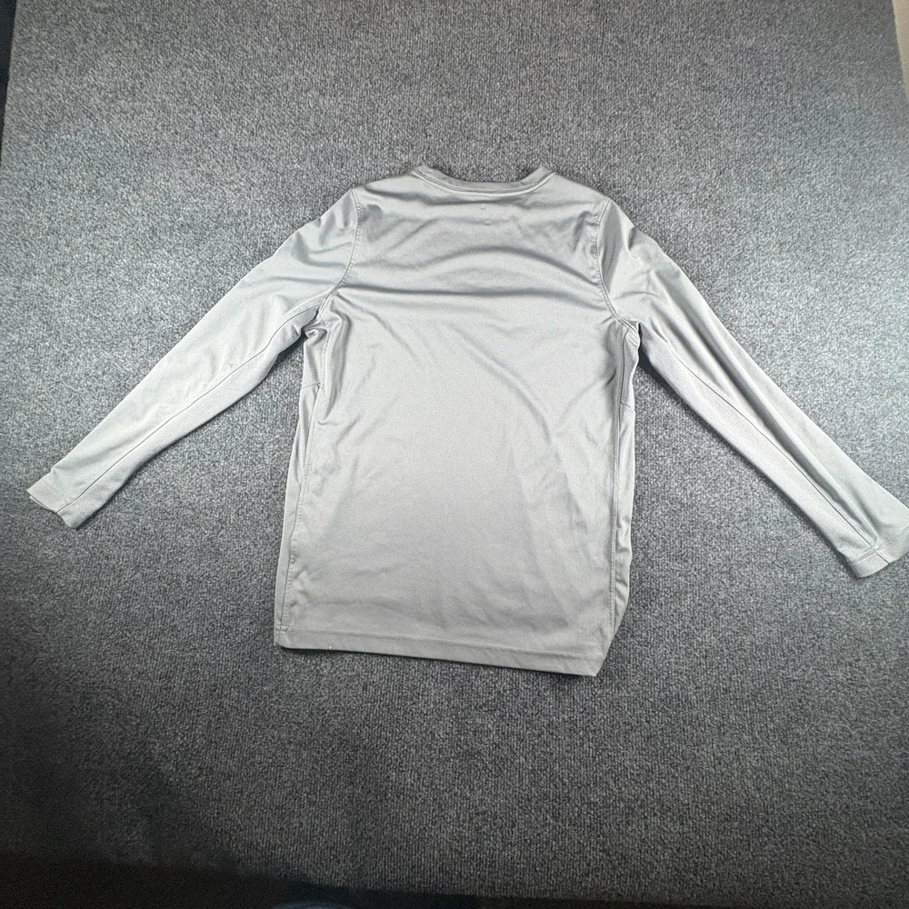 Nike Dri Fit Athletic Shirt Mens Large Gray Crew Neck Big Swoosh Logo Running‎